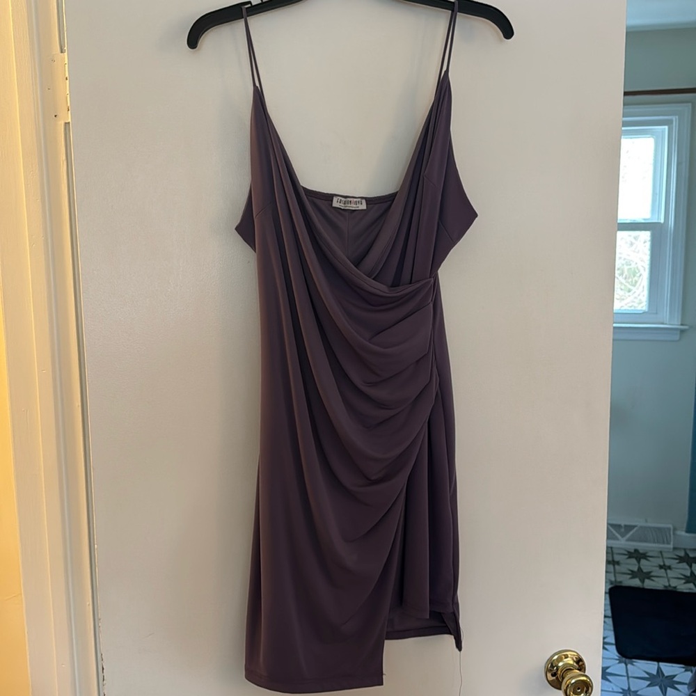 Purple Draped Mini Dress